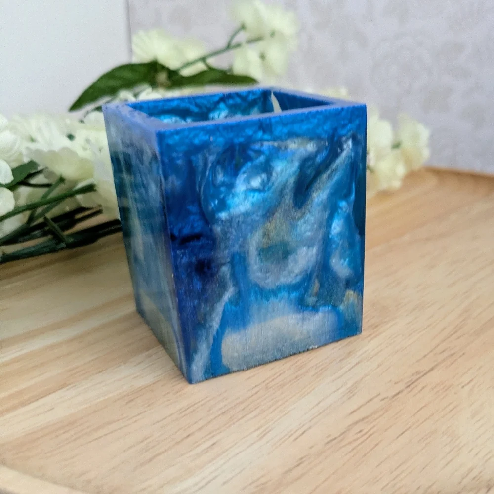 Marbled Resin Accessory Jar
